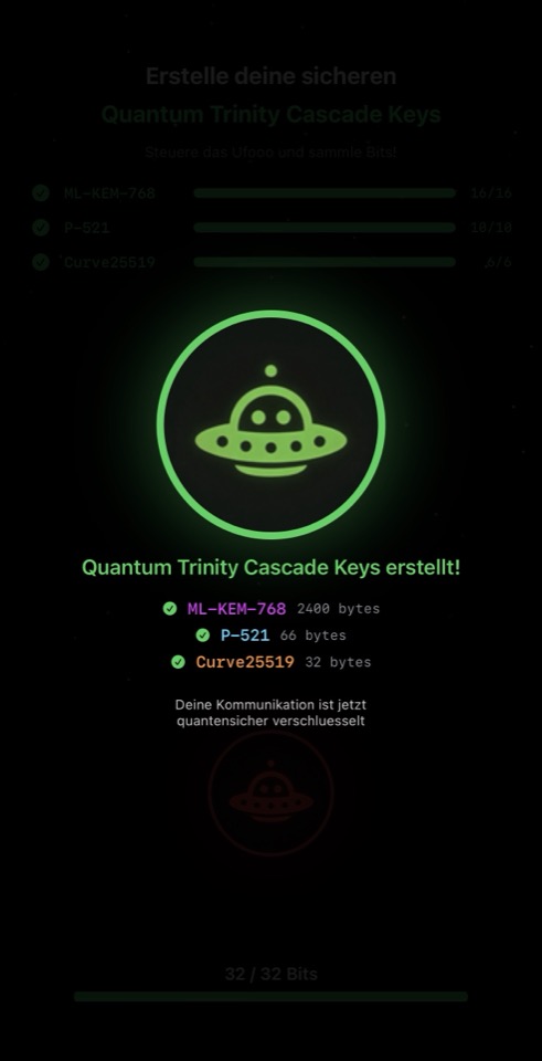 UfoooNetiX MSG – Quantum Trinity Cascade Keys erfolgreich erstellt